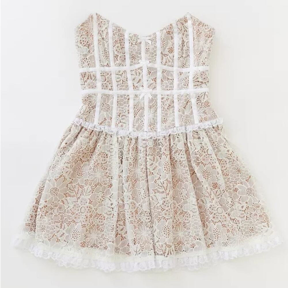 For Love & Lemons Jelena White Tan Lace Strapless Mini Dress Women’s Size Medium - Picture 13 of 14